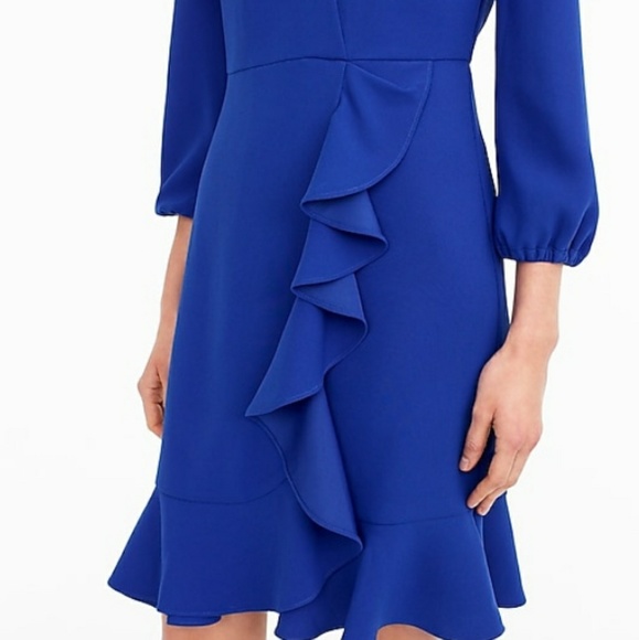 Jcrew Blue Ruffle Dress Size 0 - Picture 2 of 4